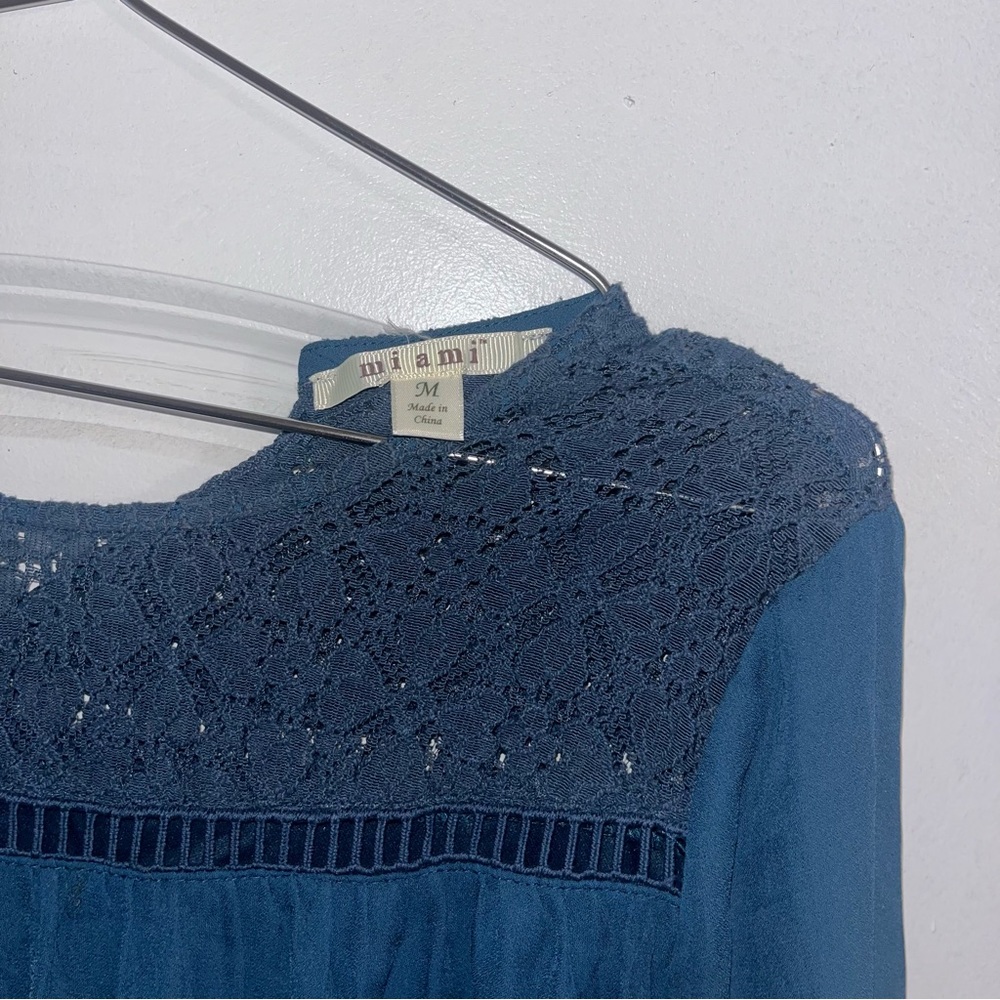 Miami Blue Lace Detail Womens Dress Flowy dark Blue Loose Fit Casual Medium - Picture 4 of 6